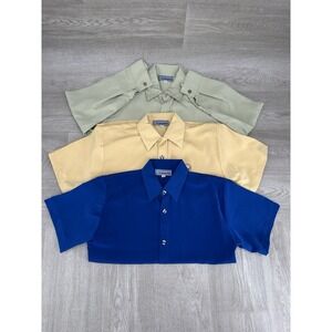 Lot 3 Lavana USA Boys Shirts Size 12 Button Up Blue Yellow Green NWOT